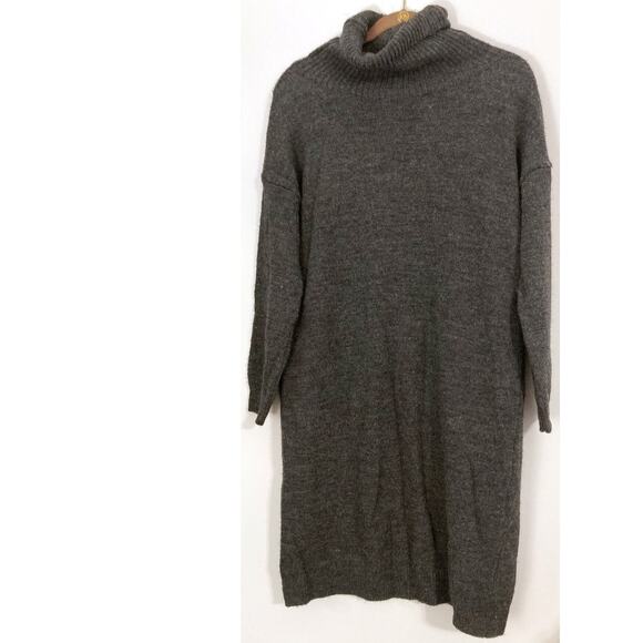 TOPSHOP Size 4 Turtleneck knit Sweater Dress cuff Long Sleeves Dark Gray Womens - Picture 3 of 10